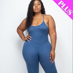 Plus Size Solid Bodycon Cami Jumpsuit